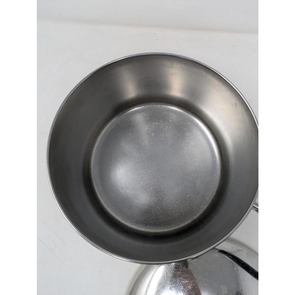 Revere Ware 4 Qt Saucepan Pot w/ Lid & Strainer/Steamer Stainless & Copper Vtg - Picture 4 of 6